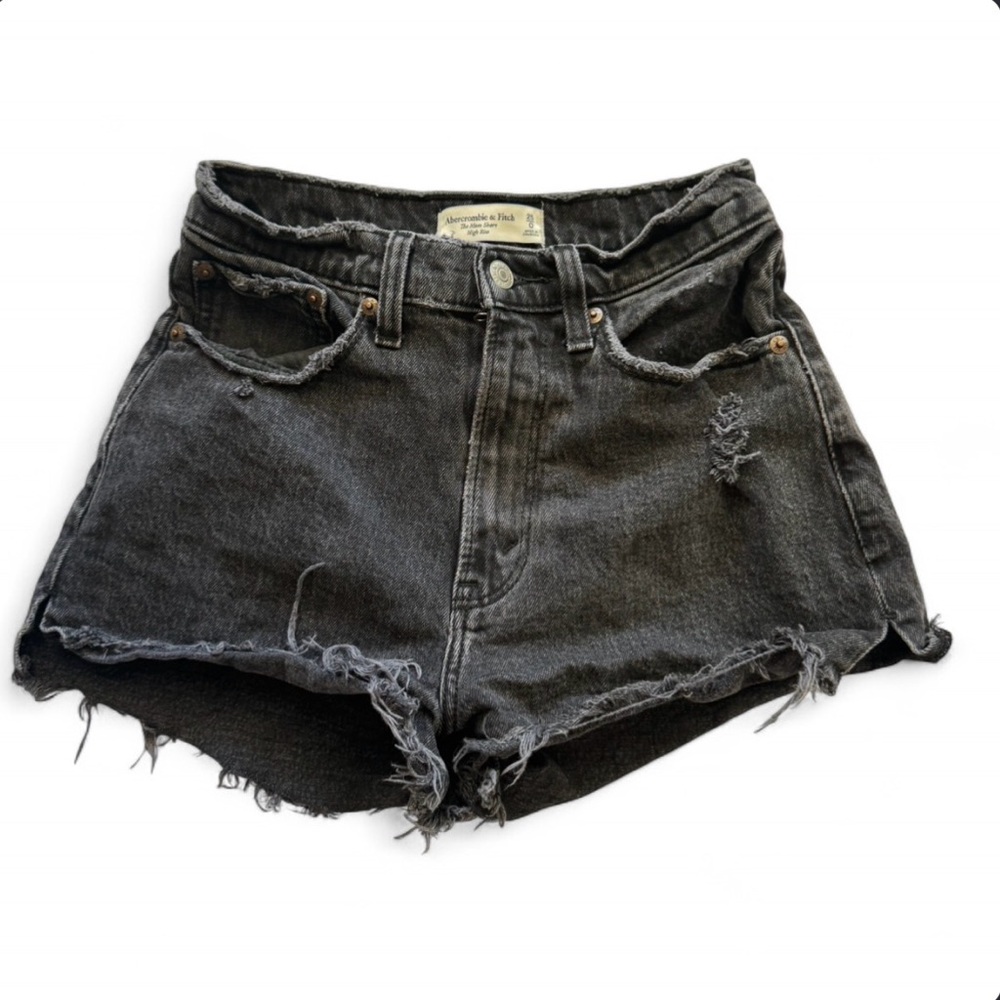 Abercrombie & Fitch | Black Distressed Denim Shorts